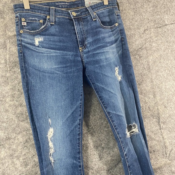 AG Adriano Goldschmied Jeans 28 Blue Distressed Legging Ankle Mid Rise - Picture 4 of 11